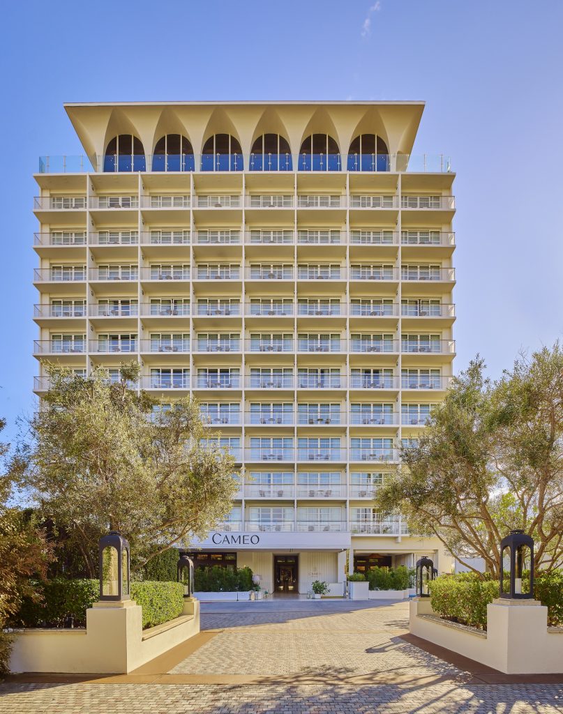 The 1960s-era modernist facade of Cameo Beverly Hills