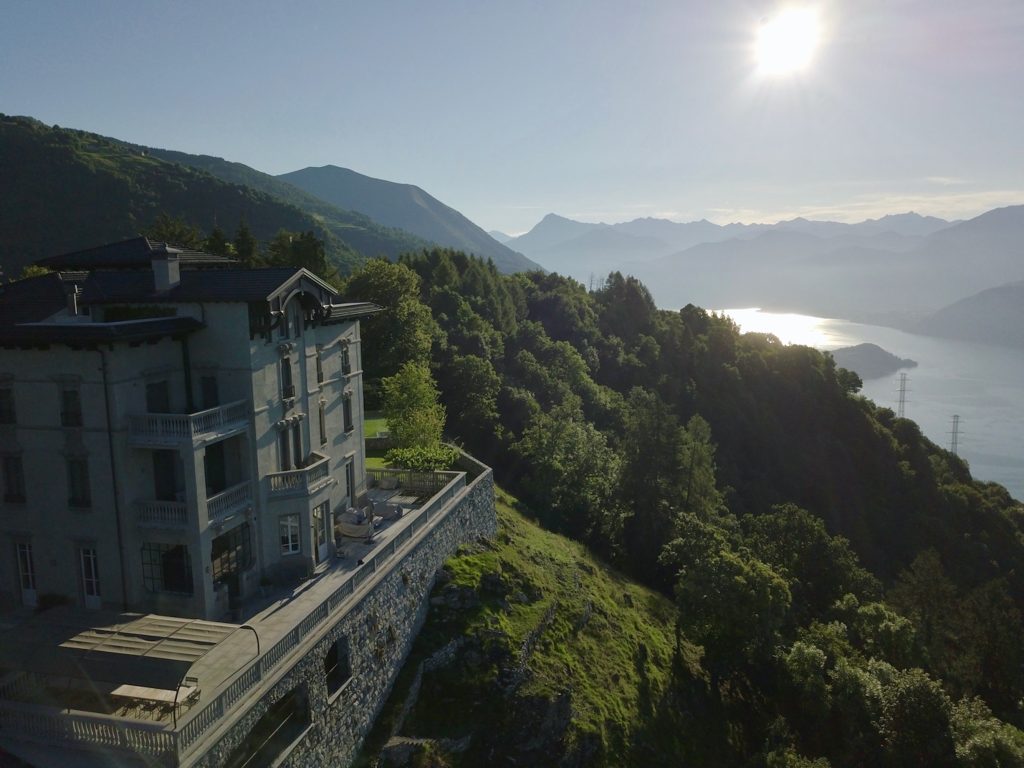 This exquisite Art Nouveau villa is in Pigra, Italy, overlooking Lake Como