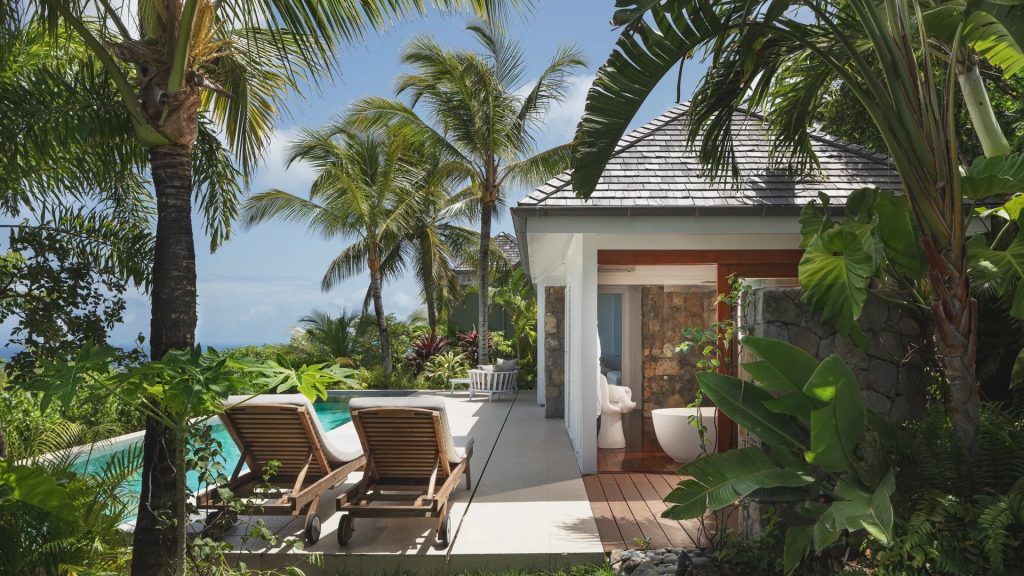 This modern Saint Barthélemy villa is in St-Jean in Lurin with views of the Caribbean Sea